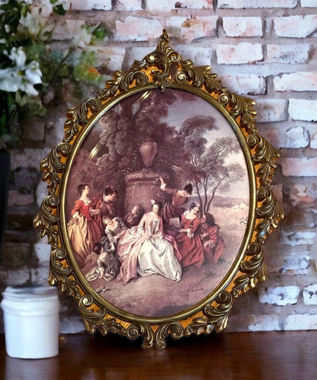 LG Vintage metal ornate Italy Italian framed Victorian picture