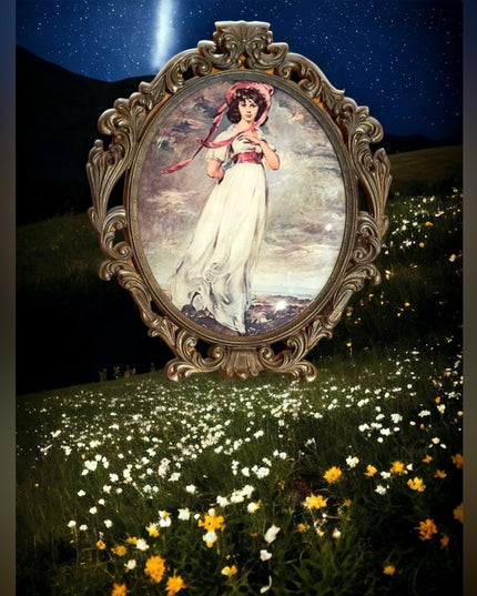 Vintage Italy Italian Lady Pinkie Lawrence ornate metal frame hanging picture