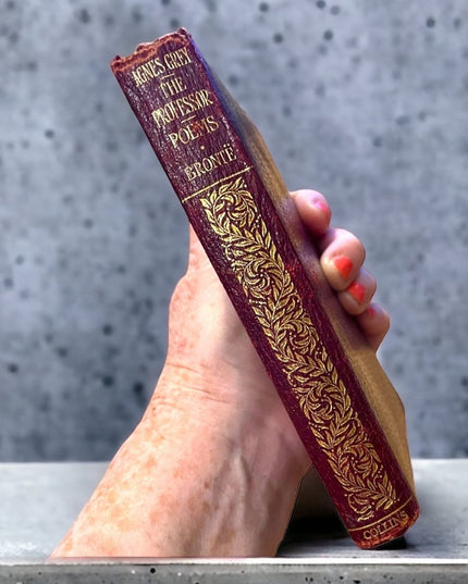 Antique 1920 UK Collins Red Leather Book Agnes Grey The Professor Poems Bronte