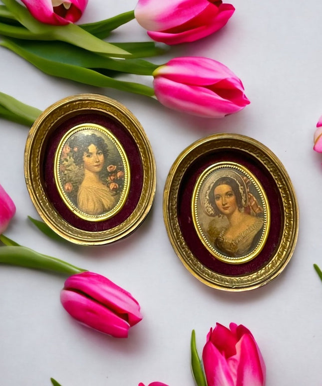 Vintage 1960s Kane Cameo Framed Cameo prints Ladies Countess & Dutchess