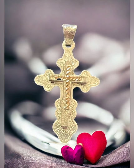 Sterling silver textured Jerusalem 925 Cross Jesus Religious pendant
