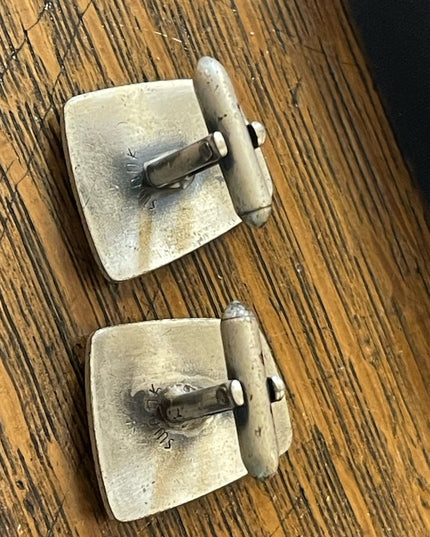 Vintage silver antiqued finish distressed Trojan soldier cufflinks