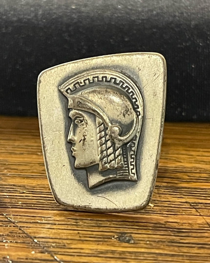Vintage silver antiqued finish distressed Trojan soldier cufflinks