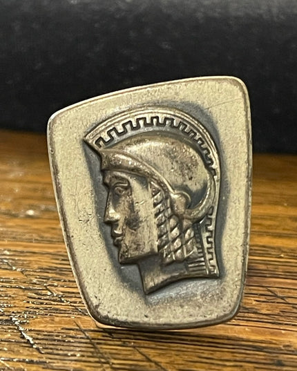 Vintage silver antiqued finish distressed Trojan soldier cufflinks