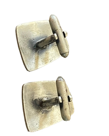 Vintage silver antiqued finish distressed Trojan soldier cufflinks