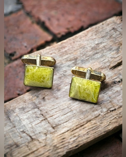 Vintage Silver plated connemara marble cufflinks