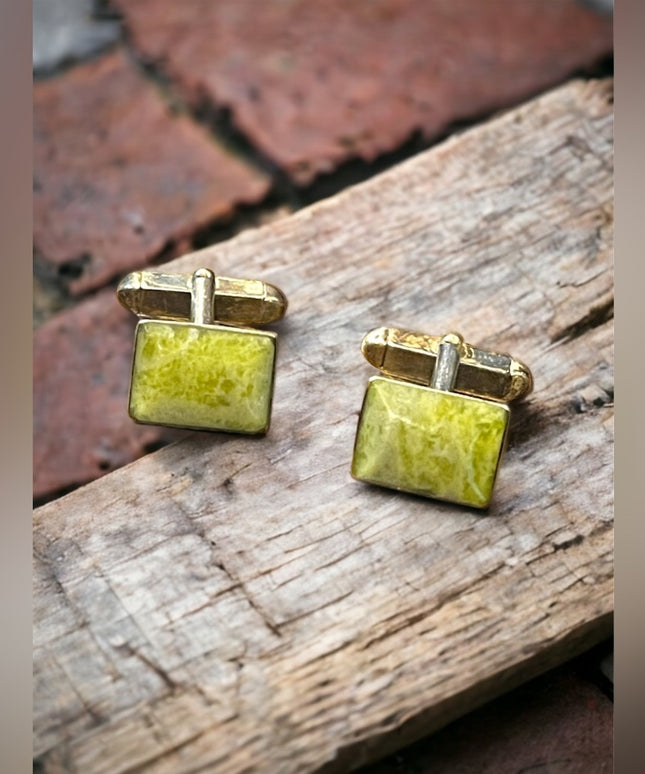 Vintage Silver plated connemara marble cufflinks