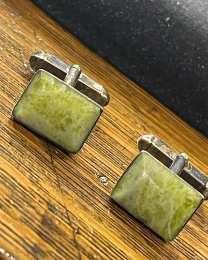 Vintage Silver plated connemara marble cufflinks