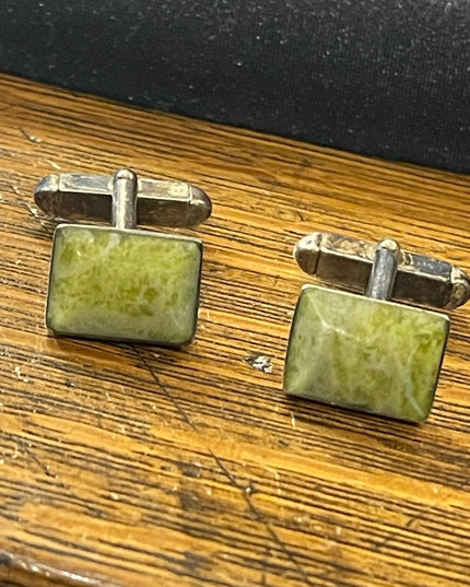 Vintage Silver plated connemara marble cufflinks