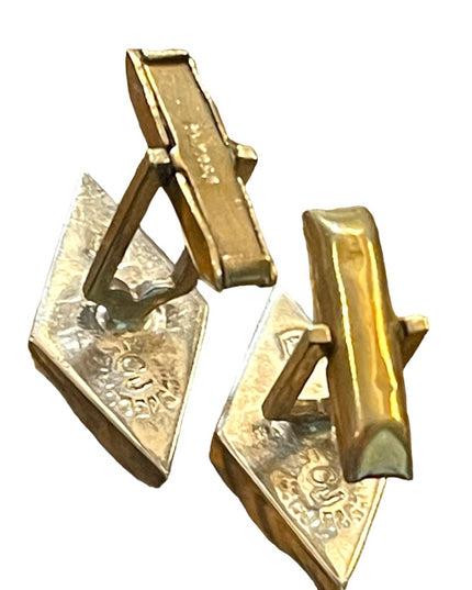 VINTAGE Modernist ABALONE Signed CJ TAXCO MEXICO STERLING CUFFLINKS