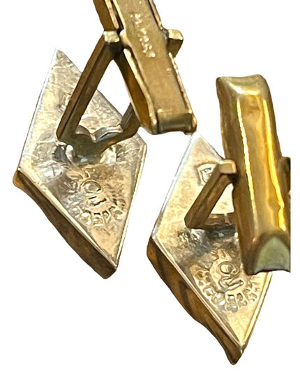 VINTAGE Modernist ABALONE Signed CJ TAXCO MEXICO STERLING CUFFLINKS
