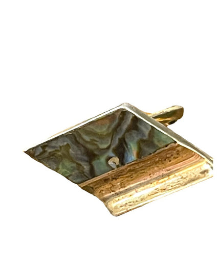 VINTAGE Modernist ABALONE Signed CJ TAXCO MEXICO STERLING CUFFLINKS