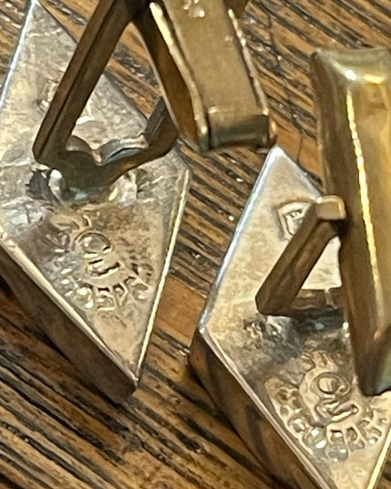 VINTAGE Modernist ABALONE Signed CJ TAXCO MEXICO STERLING CUFFLINKS
