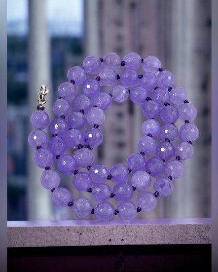 Beautiful Lilac faceted Amethyst stone bead necklace
