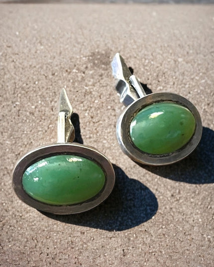 Vintage green stone Sterling silver 925 Cufflinks