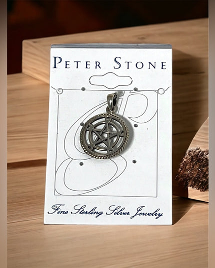 Peter Stone sterling silver 925 Pentacle pentagram pendant pagan