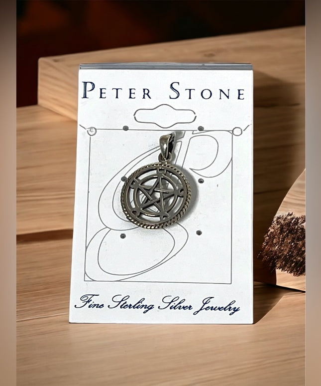Peter Stone sterling silver 925 Pentacle pentagram pendant pagan