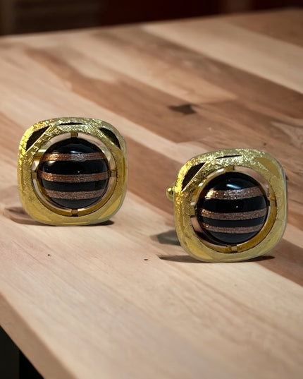 Vintage Swank gold metal gold murano cufflinks