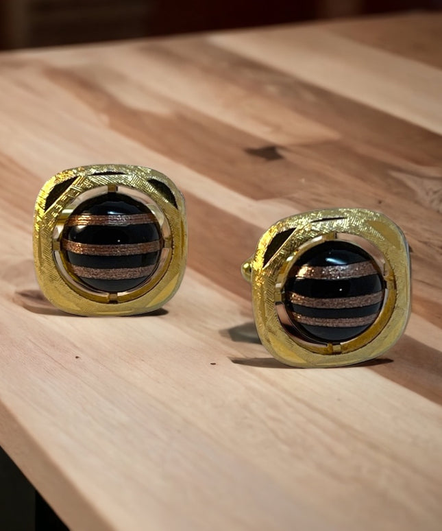 Vintage Swank gold metal gold murano cufflinks