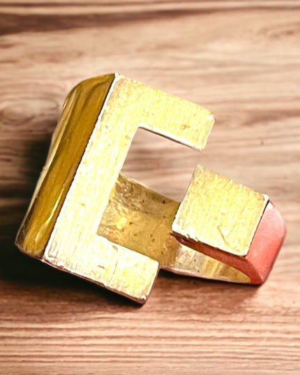 Mens Antique Scandanavian Hand crafted geometric modernist ring Sterling 950