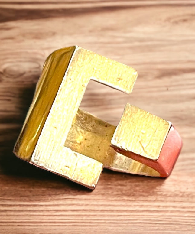 Mens Antique Scandanavian Hand crafted geometric modernist ring Sterling 950