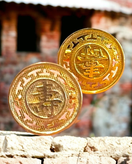 Vintage 14k Solid gold Chinese Good luck symbol Cufflinks