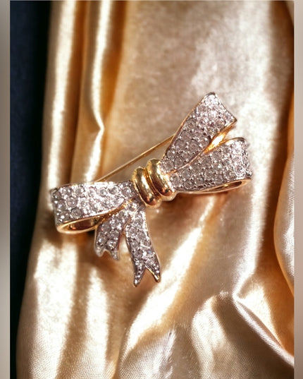 VTG Krememtz Gold rhinestone crystal brooch