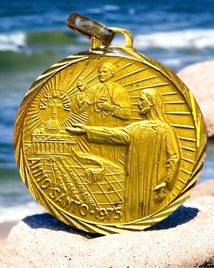 Anno Santo 1975 Religious coin Vintage Medal Porta Santa 1975 Pope Paul VI