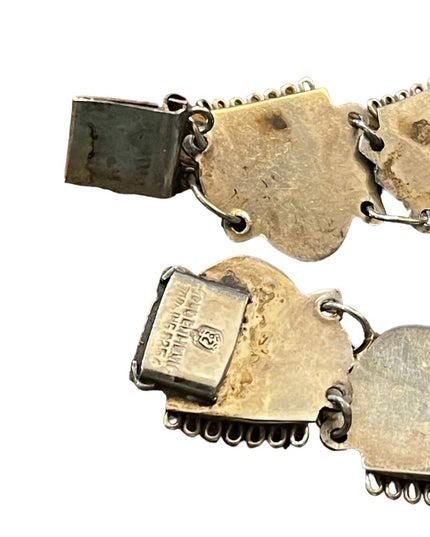 Vintage Sterling silver Mexico Taxco 925 Aztec Mayan Mask link bracelet