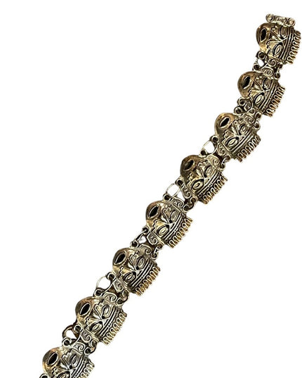 Vintage Sterling silver Mexico Taxco 925 Aztec Mayan Mask link bracelet