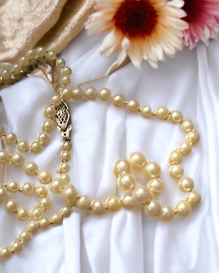 Antique 14k White gold white cultured pearl necklace
