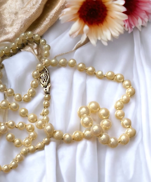 Antique 14k White gold white cultured pearl necklace