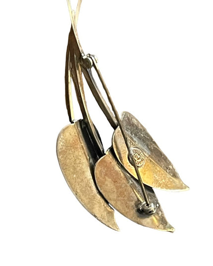 Sterling silver 925 by Jewel Art Wispy antiqued leaf  brooch vintage 1960s