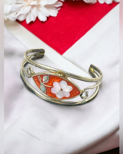 Vintage Alpaca Mexico Silver fancy bangle bracelet