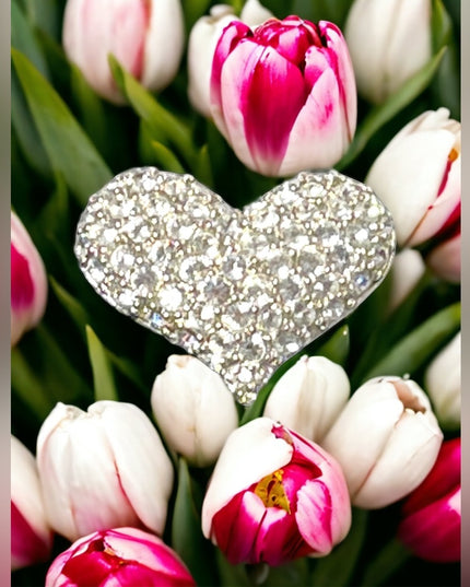 Small Swarovski signed crystal heart brooch