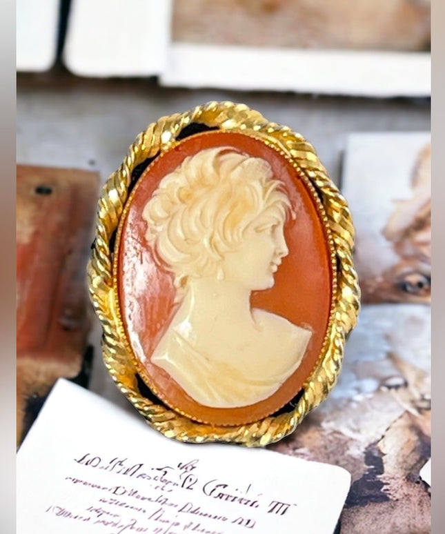 Vintage Cameo brooch Beautiful  1980s