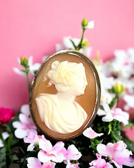 Antique sterling silver 925 Shell cameo lovely Diana