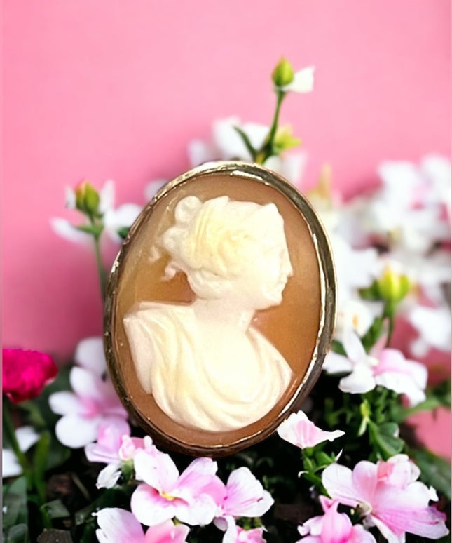 Antique sterling silver 925 Shell cameo lovely Diana