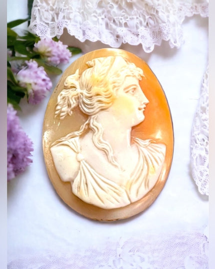Antique Hand carved unframed Shell cameo goddess