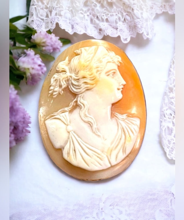 Antique Hand carved unframed Shell cameo goddess