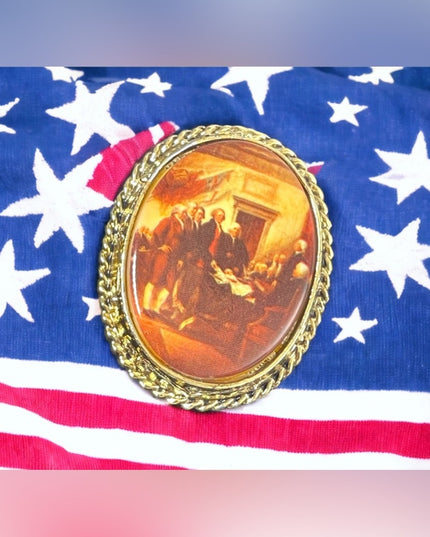 Vintage Gold finish Ceramic Cameo signing of Declaration of independance