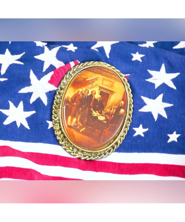 Vintage Gold finish Ceramic Cameo signing of Declaration of independance