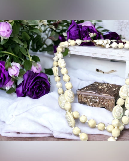 Vintage 1960s Lucite cameo beaded double necklace