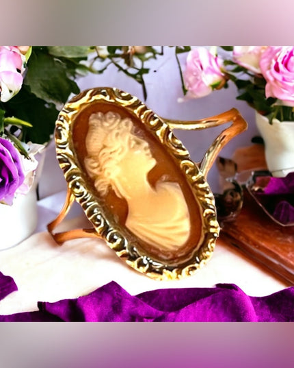 14k Gold Cameo ring Vintage sardonyx Sz 6.5