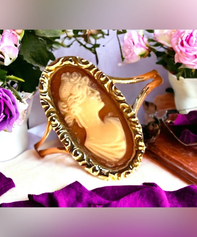 14k Gold Cameo ring Vintage sardonyx Sz 6.5