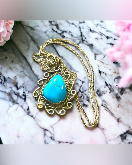 Silver turquoise Native Southwestern Handmade pendant necklace