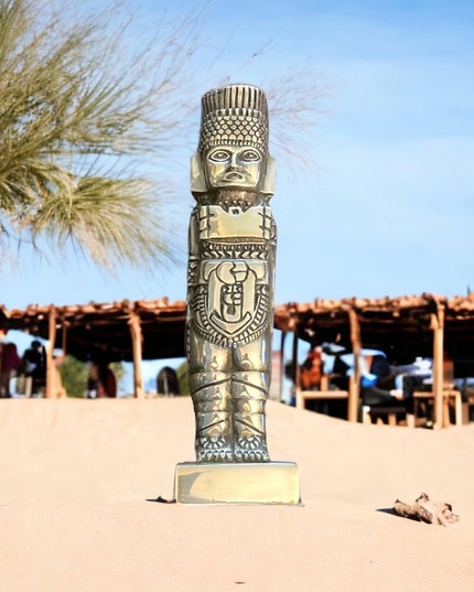 RARE SILVER Toltec Atlantean Warrior Silver Plate Sculpture MEXICO