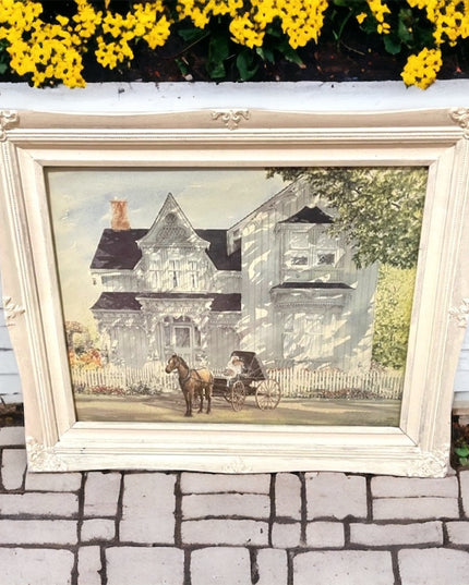 Shabby chic Framed Walter Campbell Vintage print 1993