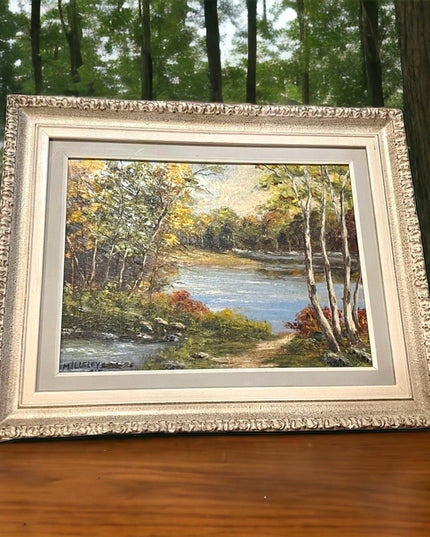 Vintage framed signed Oil painting on board 1965 landscape
