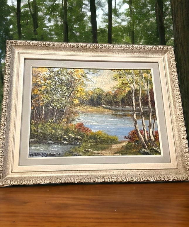 Vintage framed signed Oil painting on board 1965 landscape